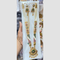 Manisha Jewellery Designer Pota Stone And Pearl Meenakari Long  Necklace Set