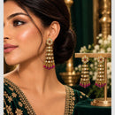 Manisha Jewellery Traditional Austrain Stone And Pearls Jhumki Earrings