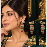 Manisha Jewellery Traditional Austrain Stone And Pearls Jhumki Earrings