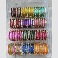 Manisha Jewellery Colourful Ethnic Kashmiri Design Glass Bangles Set