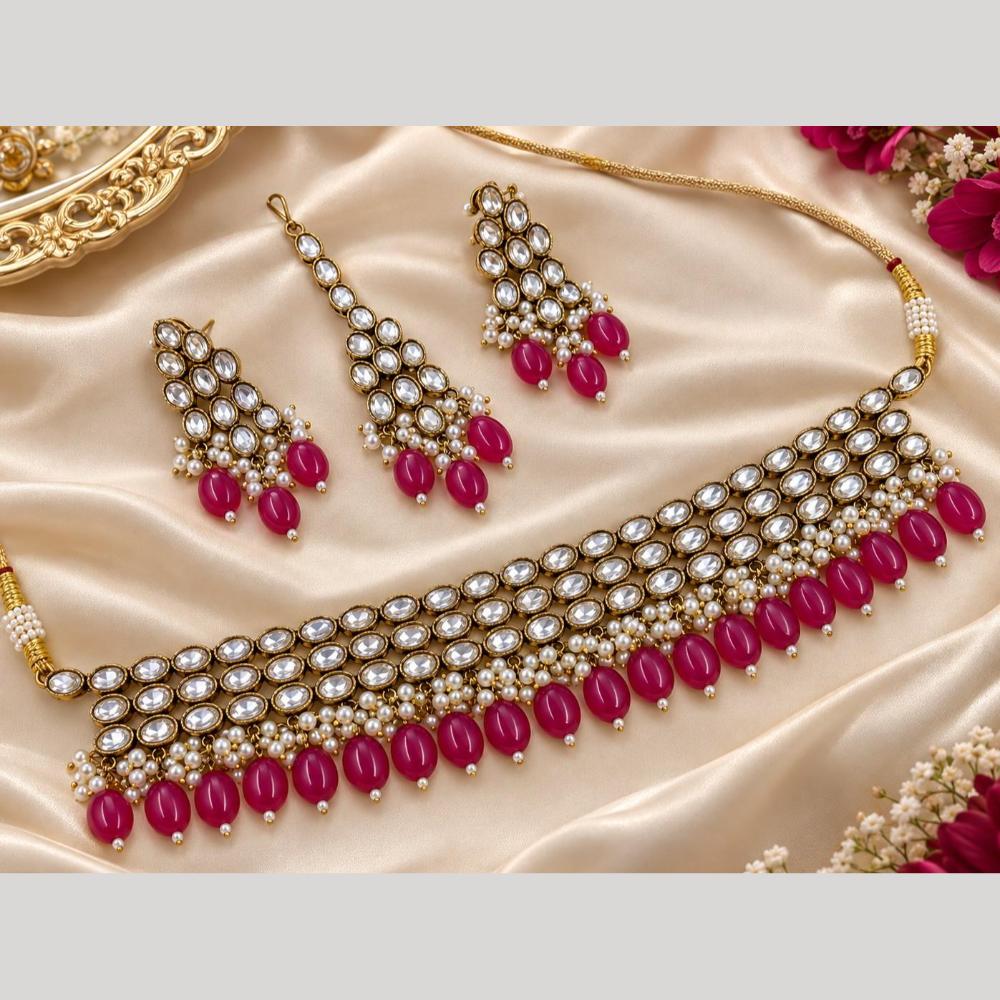 Manisha Jewellery Elegant Kundan Stone And Pearl Choker Necklace Set for Women
