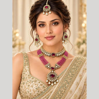 Manisha Jewellery Elegant Polki Kundan Stone Double Necklace Set for Women
