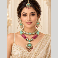 Manisha Jewellery Elegant Polki Kundan Stone Double Necklace Set for Women