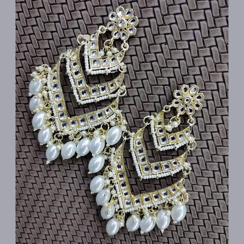Lucentarts Jewellery Gold Plated Kundan Stone Dangler Earrings