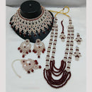 Lucentarts Jewellery Rose Gold Plated Austrian Stone And Beads Double Necklace Set