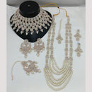 Lucentarts Jewellery Rose Gold Plated Austrian Stone And Beads Double Necklace Set
