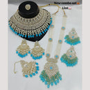 Lucentarts Jewellery Gold Plated Kundan Stone And Beads Double Necklace Set