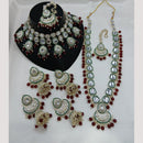 Lucentarts Jewellery Gold Plated Kundan Stone And Beads Double Necklace Set