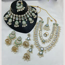 Lucentarts Jewellery Gold Plated Kundan Stone And Beads Double Necklace Set