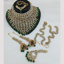 Lucentarts Jewellery Gold Plated Kundan Stone And Beads Semi-Bridal Necklace Set