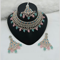 Lucentarts Jewellery Gold Plated Austrian Stone And Beads Choker Necklace Set