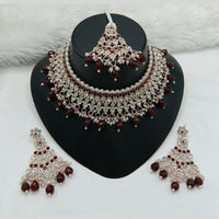 Lucentarts Jewellery Gold Plated Austrian Stone And Beads Choker Necklace Set