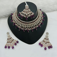 Lucentarts Jewellery Gold Plated Austrian Stone And Beads Choker Necklace Set