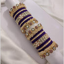 Lucentarts Jewellery Gold Plated Pota Stone And Pearl Velvet Bangles Set