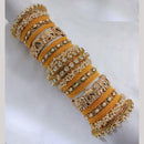 Lucentarts Jewellery Gold Plated Kundan Stone And Pearl Velvet Bangles Set