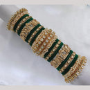 Lucentarts Jewellery Gold Plated Kundan Stone And Pearl Velvet Bangles Set