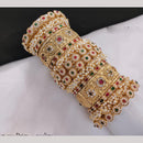 Lucentarts Jewellery Gold Plated Kundan And Pearl Bangles Set
