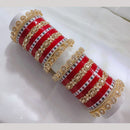 Lucentarts Jewellery Gold Plated Crystal And Austrian Stone Pearl Acrylic Bangles Set