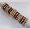 Lucentarts Jewellery Gold Plated Kundan Stone And Pearl Acrylic Bangles Set