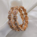 Lucentarts Jewellery Gold Plated Pota Stone And Meenakari Openable Bangles Set