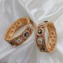 Lucentarts Jewellery Gold Plated Pota Stone And Pearl Meenakari Openable Bangles Set
