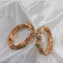 Lucentarts Jewellery Gold Plated Pota Stone And Pearl Meenakari Openable Bangles Set