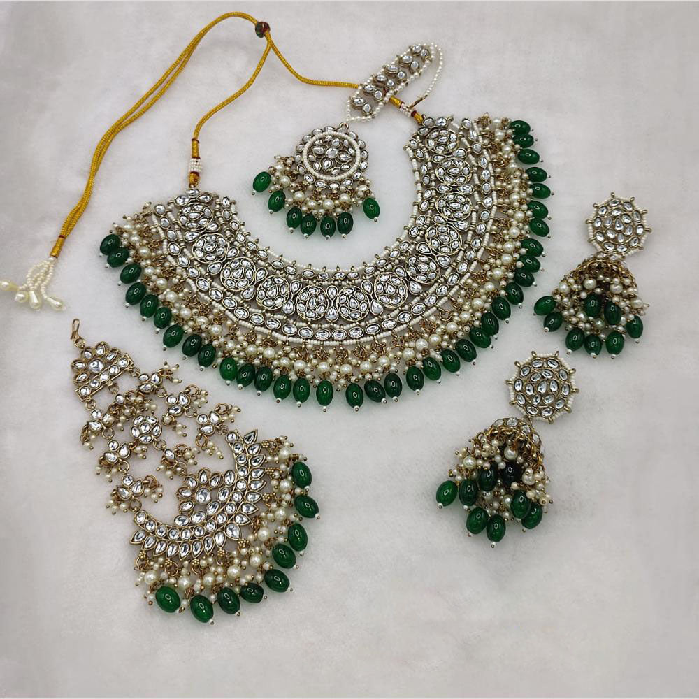 Lucentarts Jewellery Austrian Stone Beads And Pearl Choker Necklace Set 
