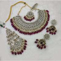 Lucentarts Jewellery Gold Plated Kundan Stone Beads And Pearl Necklace Set
