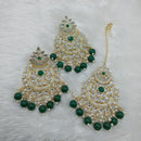 Lucentarts Jewellery Gold Plated Kundan And Beads Dangler Earrings With Maangtikka
