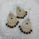 Lucentarts Jewellery Gold Plated Kundan And Beads Dangler Earrings With Maangtikka