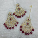 Lucentarts Jewellery Gold Plated Kundan And Beads Dangler Earrings With Maangtikka