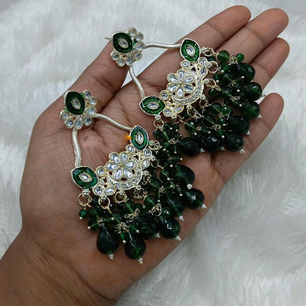 Lucentarts Jewellery Gold Plated Kundan And Beads Meenakari Dangler Earrings 