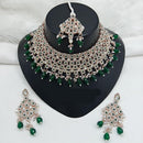 Lucentarts Jewellery Rose Gold Plated Austrain Stone And Beads Choker Necklace Set 