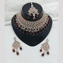 Lucentarts Jewellery Rose Gold Plated Austrain Stone And Beads Choker Necklace Set