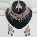 Lucentarts Jewellery Rose Gold Plated Austrain Stone And Beads Choker Necklace Set