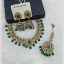 Lucentarts Jewellery Gold Plated Kundan And Beads Meenakari Choker Necklace Set