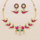 Lucentarts Jewellery Peacock Design Polki Kundan Necklace Set