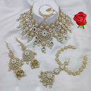 Lucentarts Jewellery Ethnic Gold Plated Kundan Stone And Meenakari Semi Bridal Necklace Set