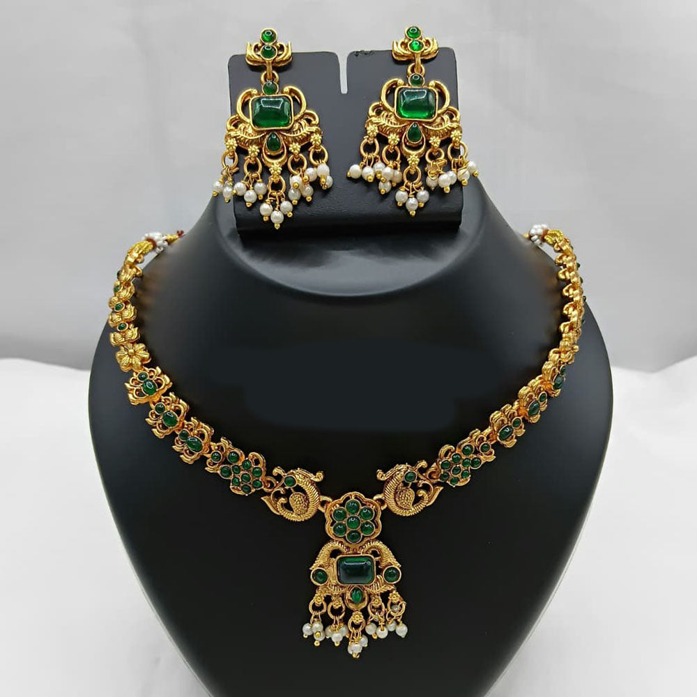 Lucentarts Jewellery Antique Finish Pota Stone Necklace Set 
