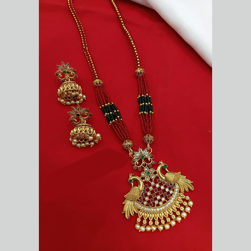 Lucentarts Jewellery Antique Finish Pota Stone Necklace Set 