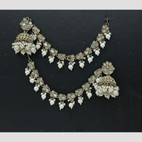 Lucentarts Jewellery Pearl Kan Chain Jhumki Earrings 