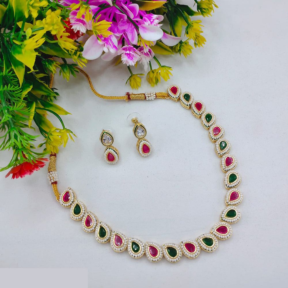 Lucentarts Jewellery Delicate Pota Stone And Pearl Necklace Set 