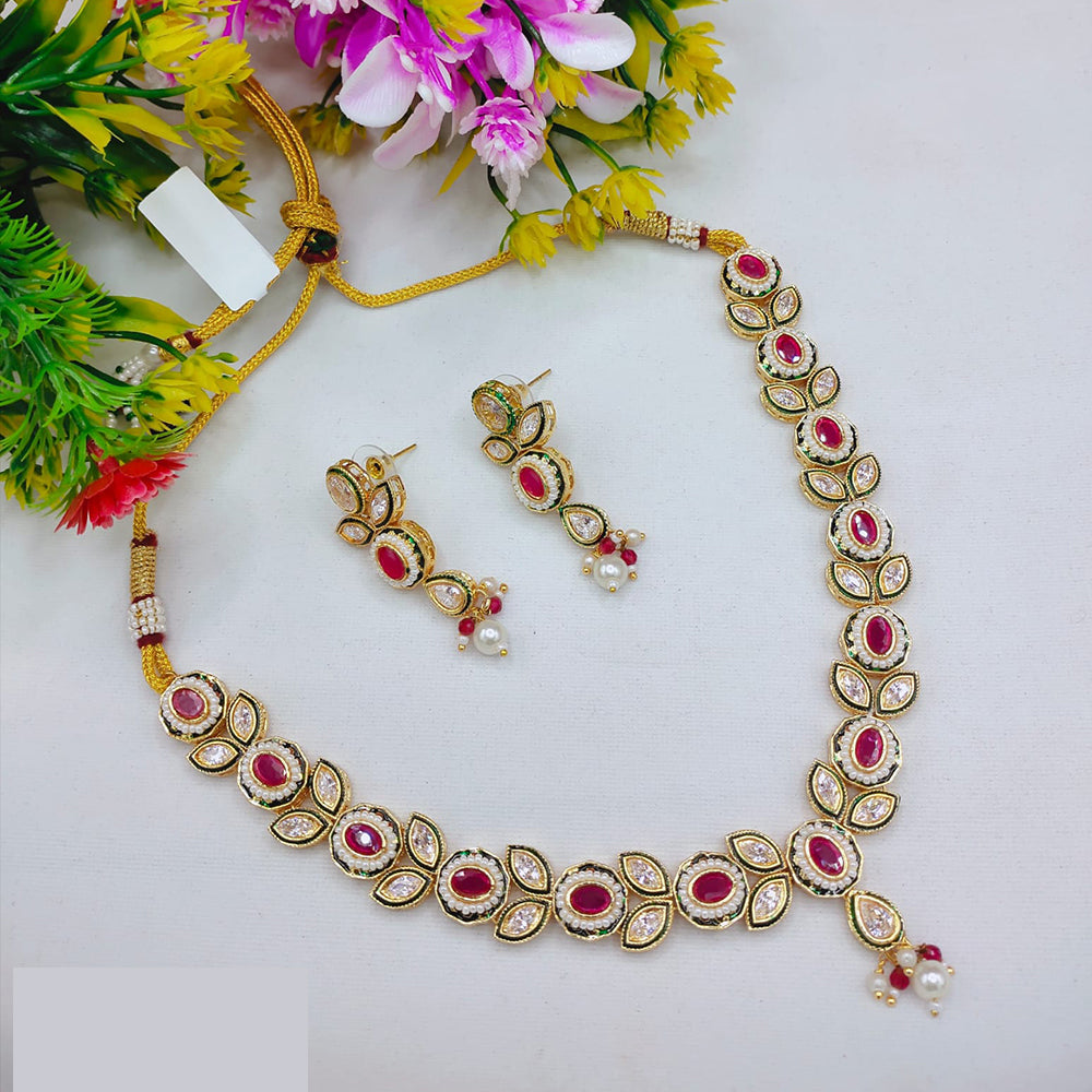 Lucentarts Jewellery Delicate Pota Stone And Pearl Necklace Set 