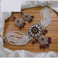 Lucentarts Jewellery Festive Pota And Austrian Beads Pearl Choker Necklace Set