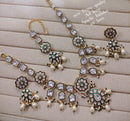 Lucentarts Jewellery Premium Kundan Pota Beads And Pearl Necklace Set