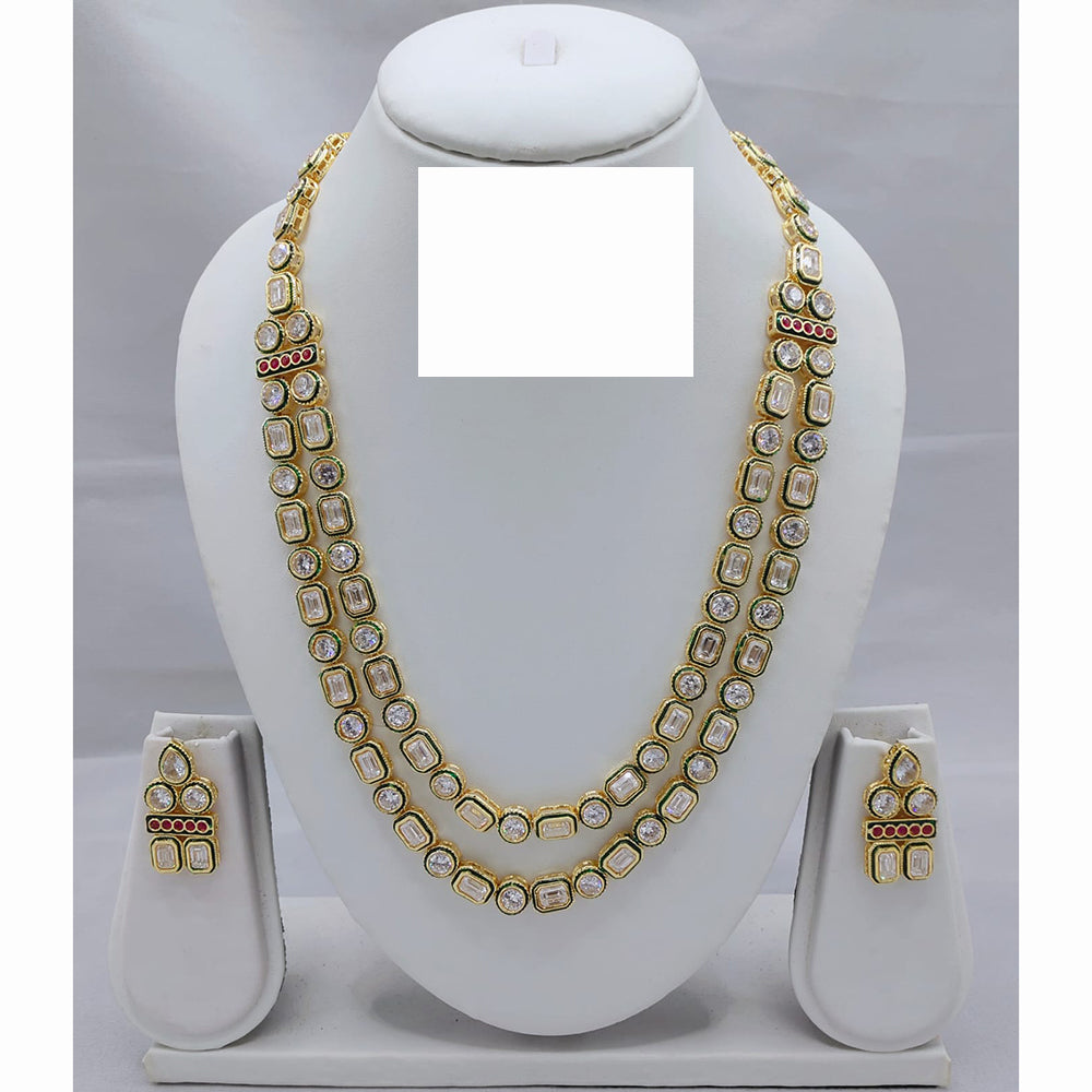 Lucentarts Jewellery Stylish Sparkling Crystal Stones Double-Layer Long Necklace Set 