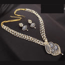 Lucentarts Jewellery Designer American Diamond With Pearl Long Necklace Set