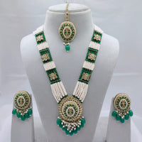 Lucentarts Jewellery Premium Crystal Stone And Pearl Beads Long Necklace Set