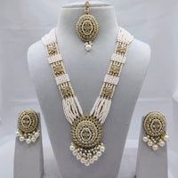 Lucentarts Jewellery Premium Crystal Stone And Pearl Beads Long Necklace Set