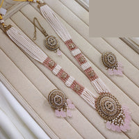 Lucentarts Jewellery Premium Crystal Stone And Pearl Beads Long Necklace Set